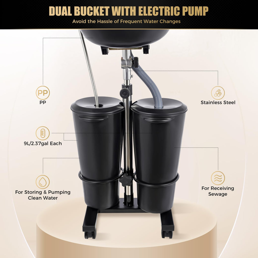 Portable Shampoo Bowl with Electric Pump and Drain Hoses P86050