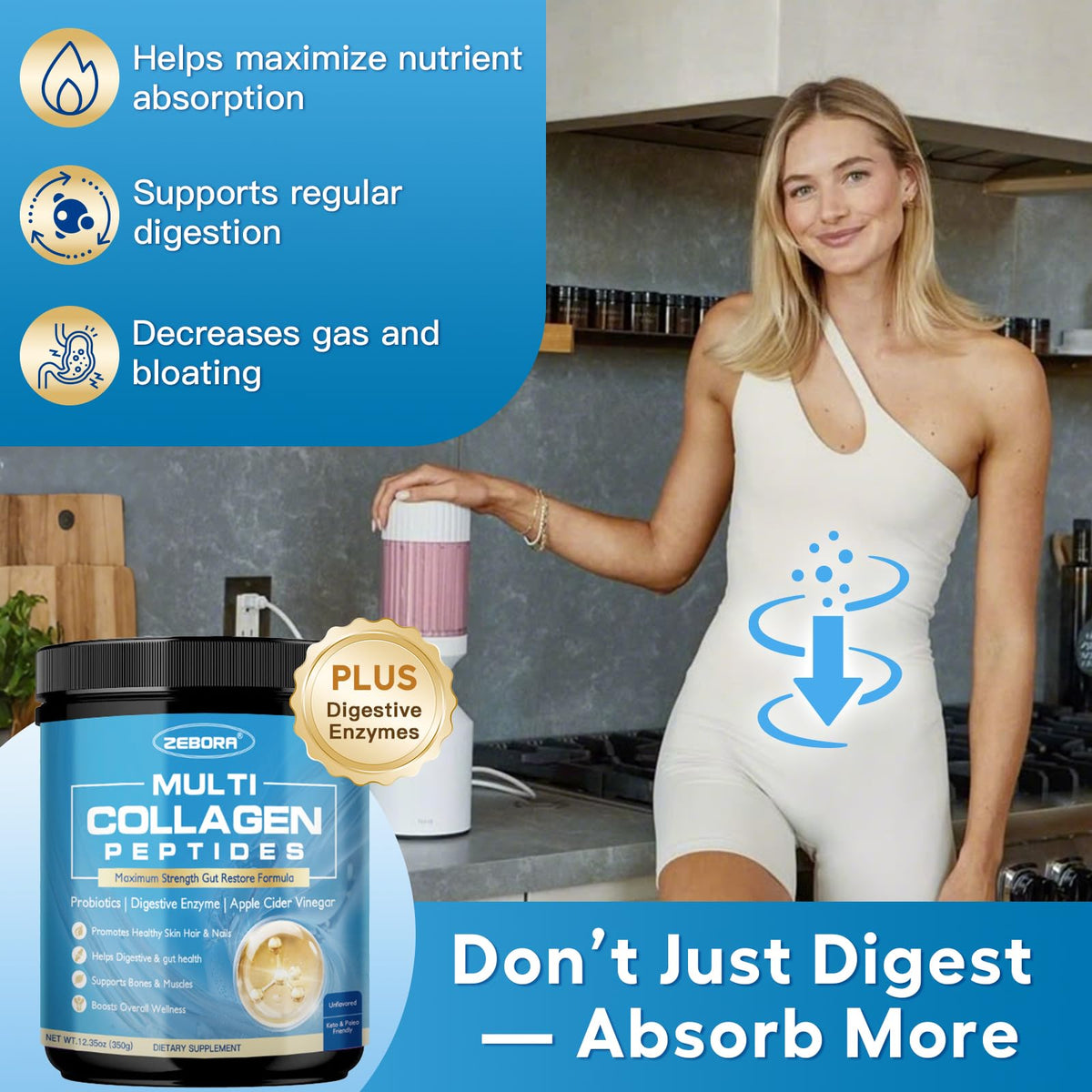 Multi Collagen Peptides Powder with Probiotic U7955