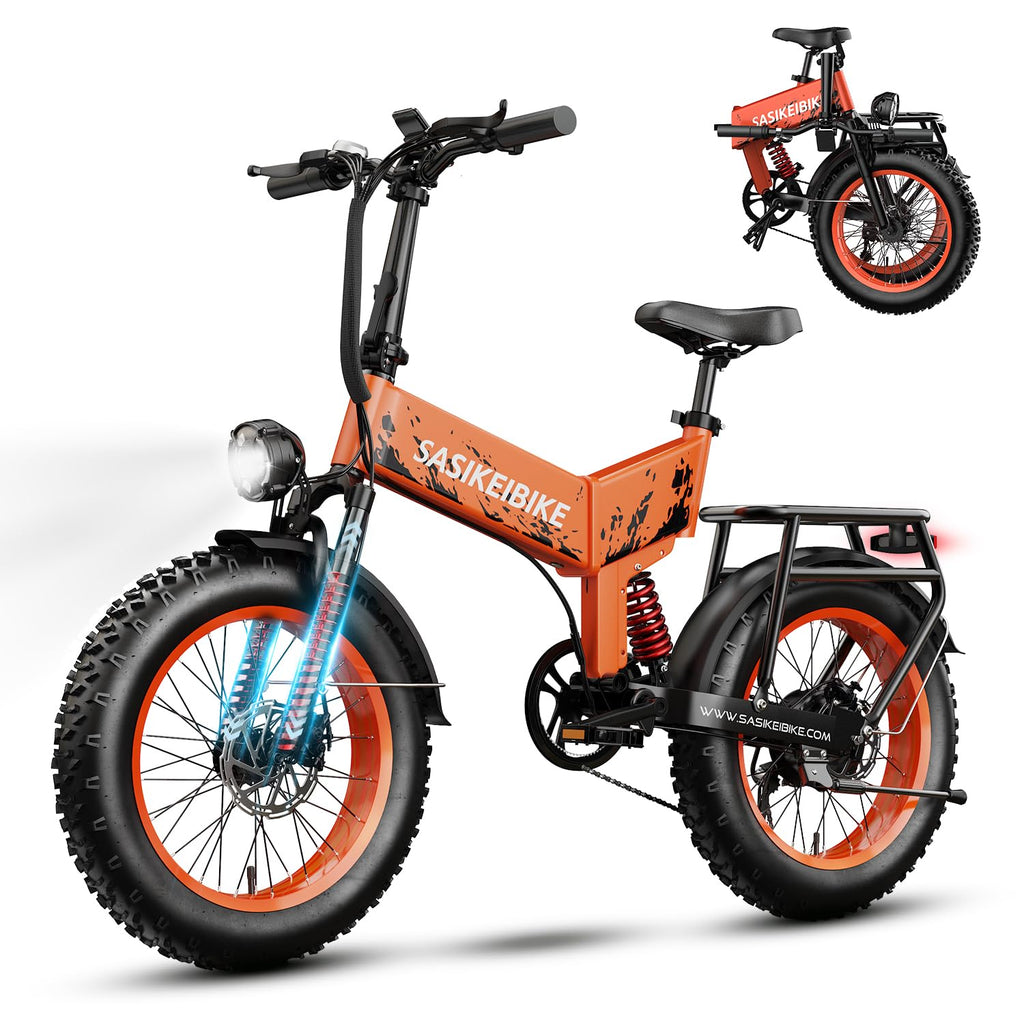 Foldable Electric Bike 1500W 52V 20AH 20" Fat Tire Full Suspension J5194