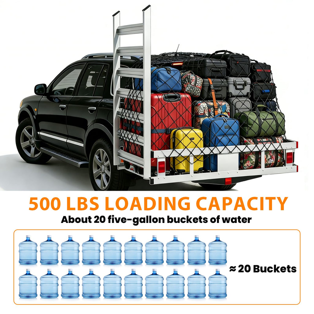 500LBS Aluminum Alloy Folding Hitch Cargo Carrier with Ramp B85413