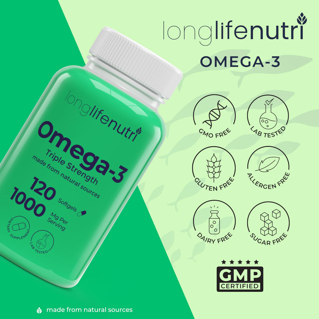 Omega 3 Fish Oil 1000mg EPA DHA 120 Softgels P60457
