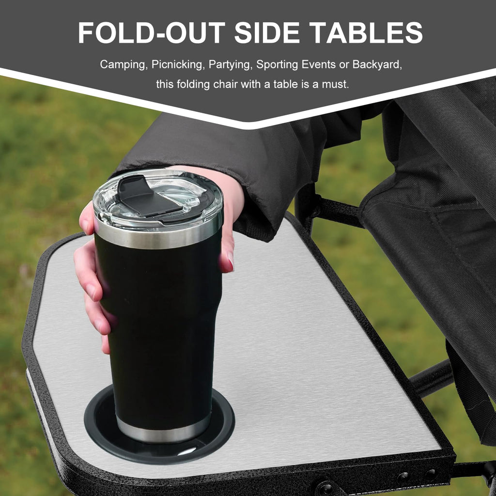 Camping Chairs, Folding Chairs for Outside, Directors Chairs Foldable Adults Heavy Duty, Support to 450LBS O20535