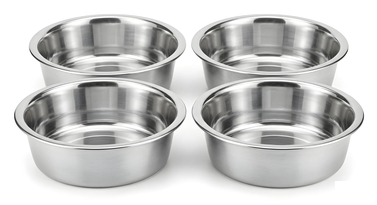 4 Pack Stainless Steel Cat & Dog Bowls, 8 oz Each R7304
