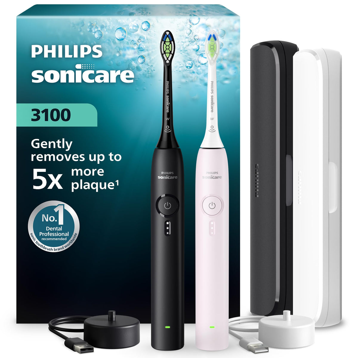 Black & Light Pink 2 Pack Electric Toothbrush J9536