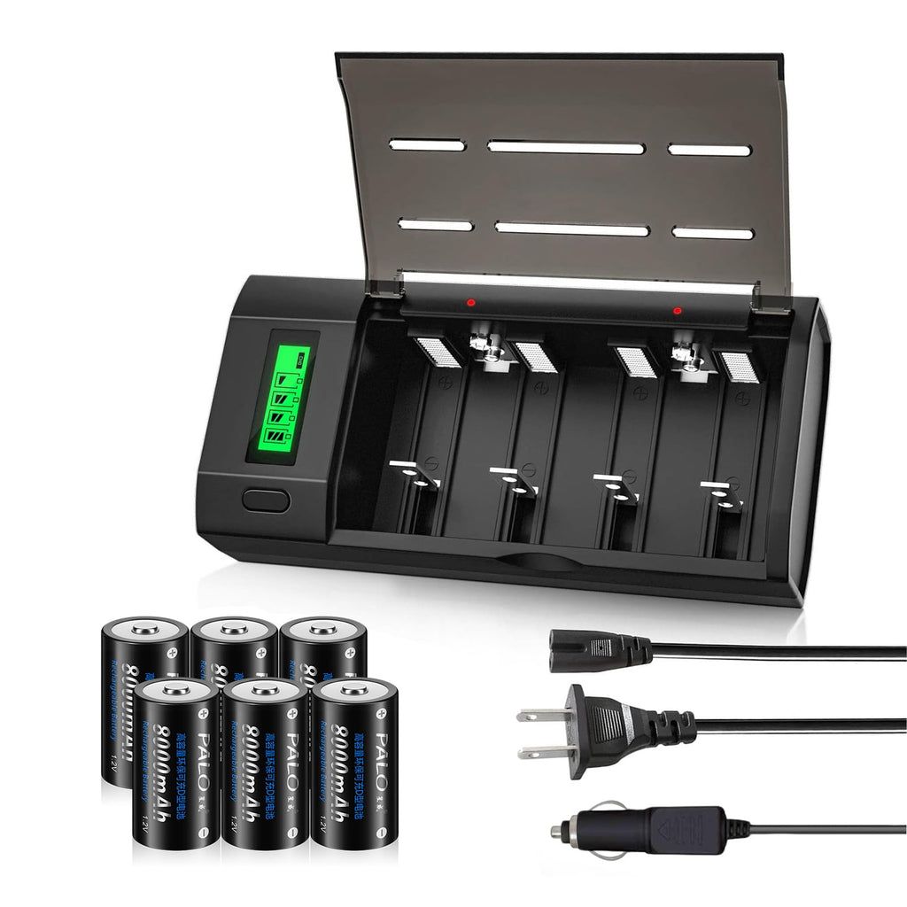 6 Pack Rechargeable D Batteries with Charger U538756