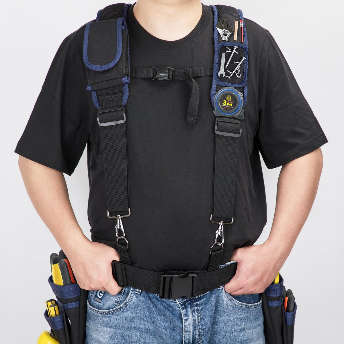 Adjustable Tool Belt with Magnetic Wristband and Pouch Pocket X98596