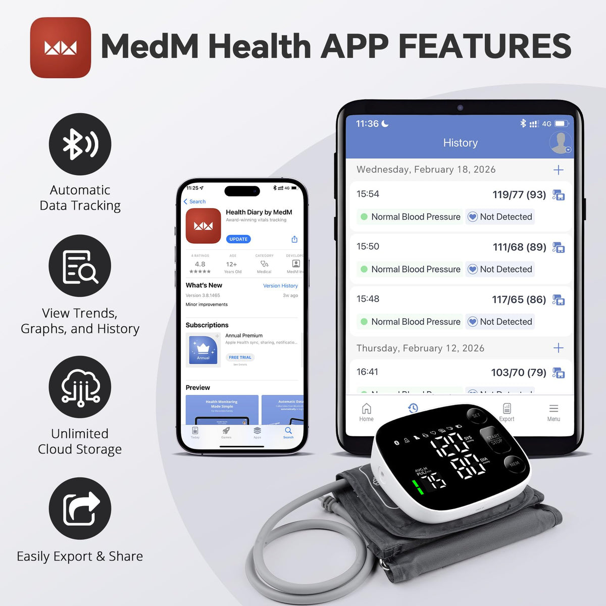 Blood Pressure Monitor Bluetooth Upper Arm M89204