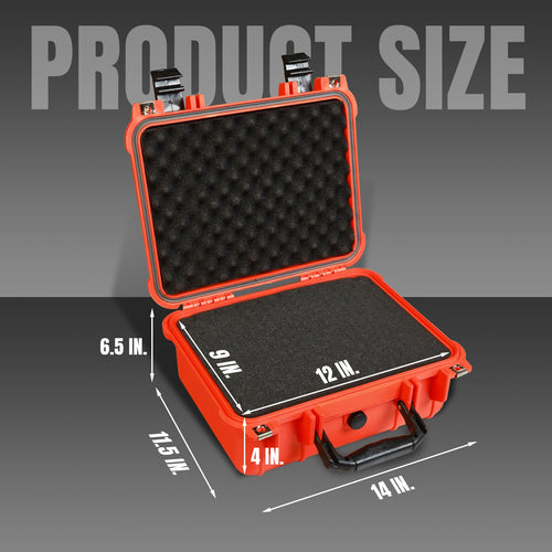 14x 11.5x 6.5 Inch Waterproof Protective Camera Case with Customizable Foam O98400