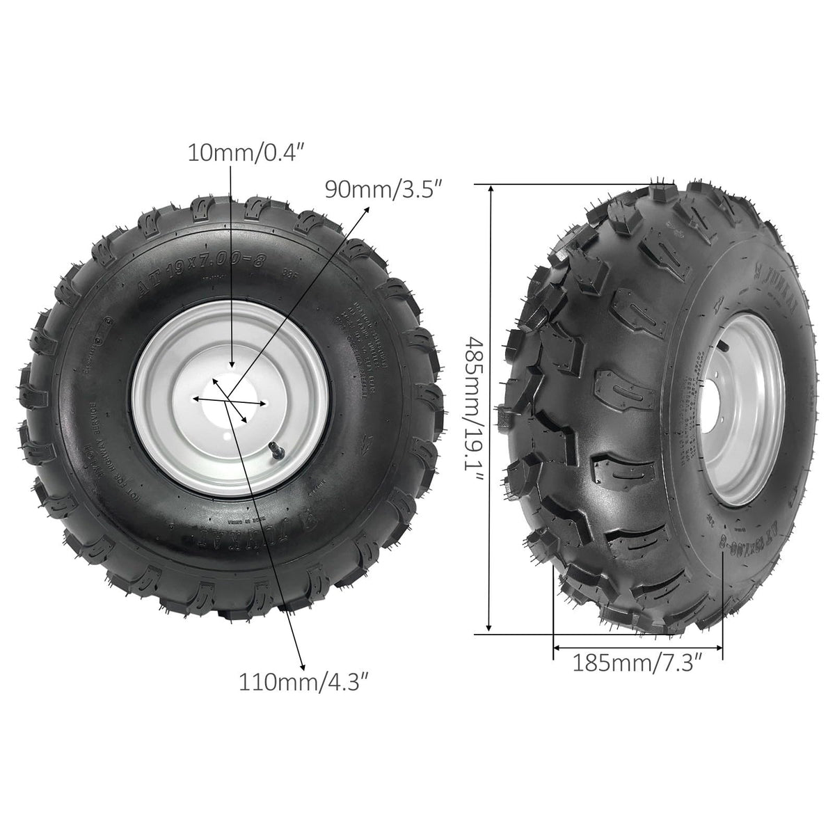 19x7-8 ATV UTV Off-Road Tire and Wheel with 8-Inch 4-Hole Rim Z81786