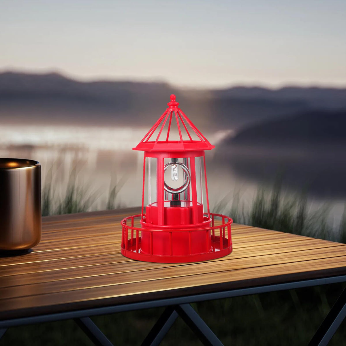 Solar Powered Rotating Lighthouse Garden Light Z313