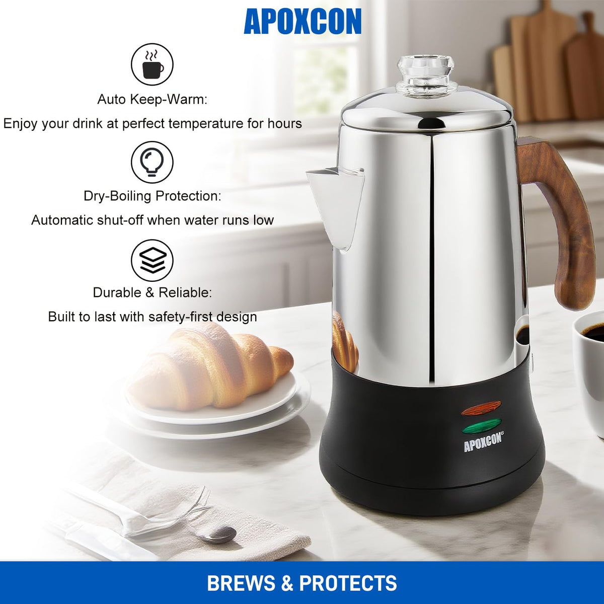 6 Cup Stainless Steel Electric Coffee Percolator D626