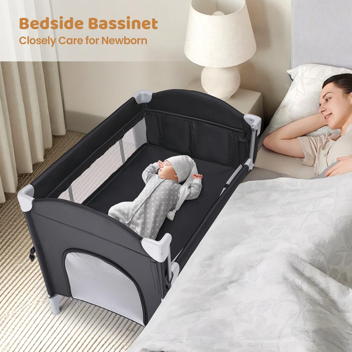 5-in-1 Pack and Play with Bassinet, Changing Table and Portable Crib W585894