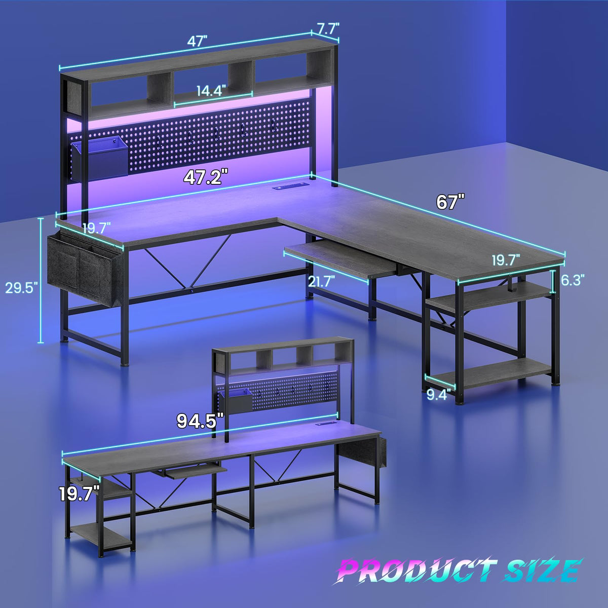 L Shaped Office Desk with Hutch T815076