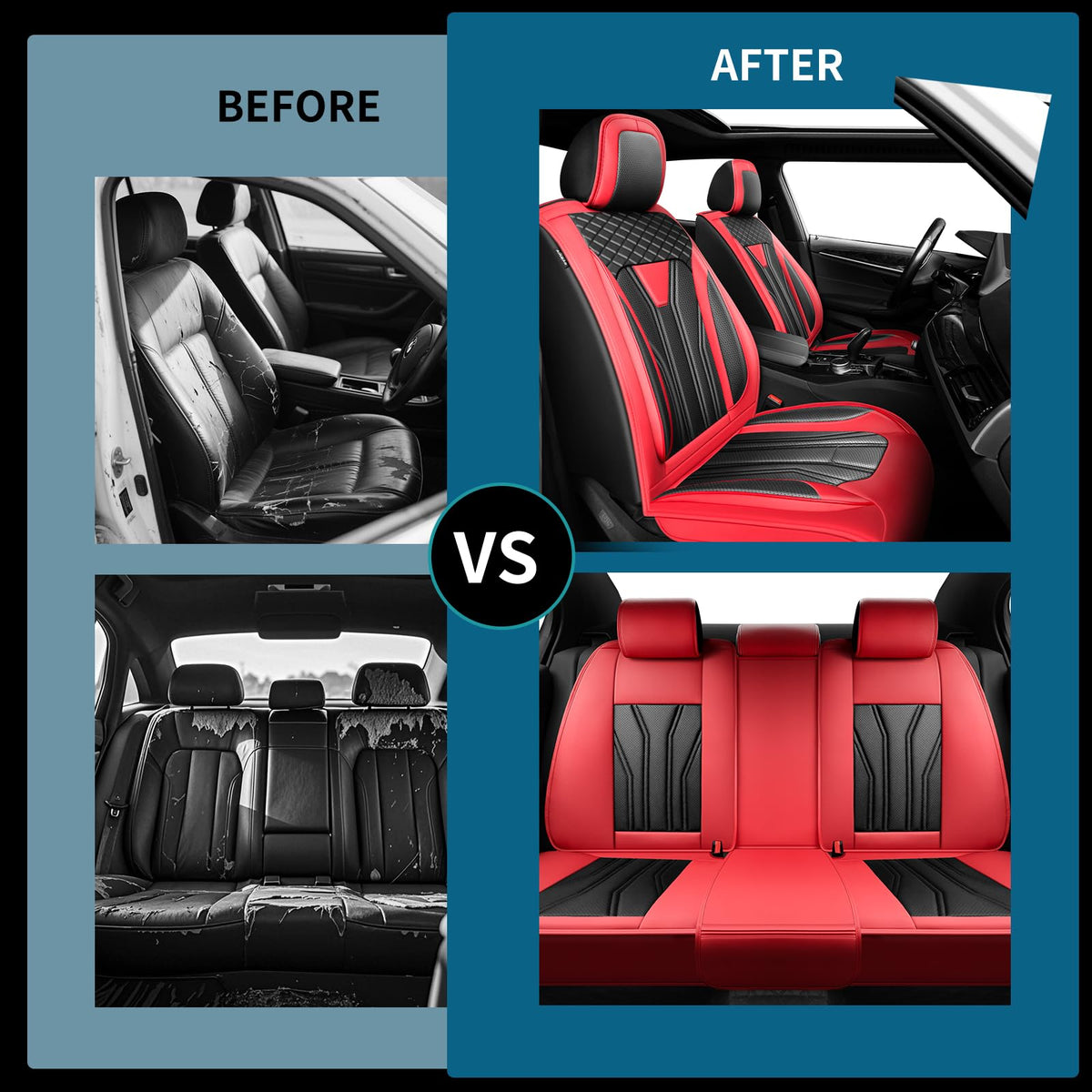 Car Seat Covers Red & Black W891