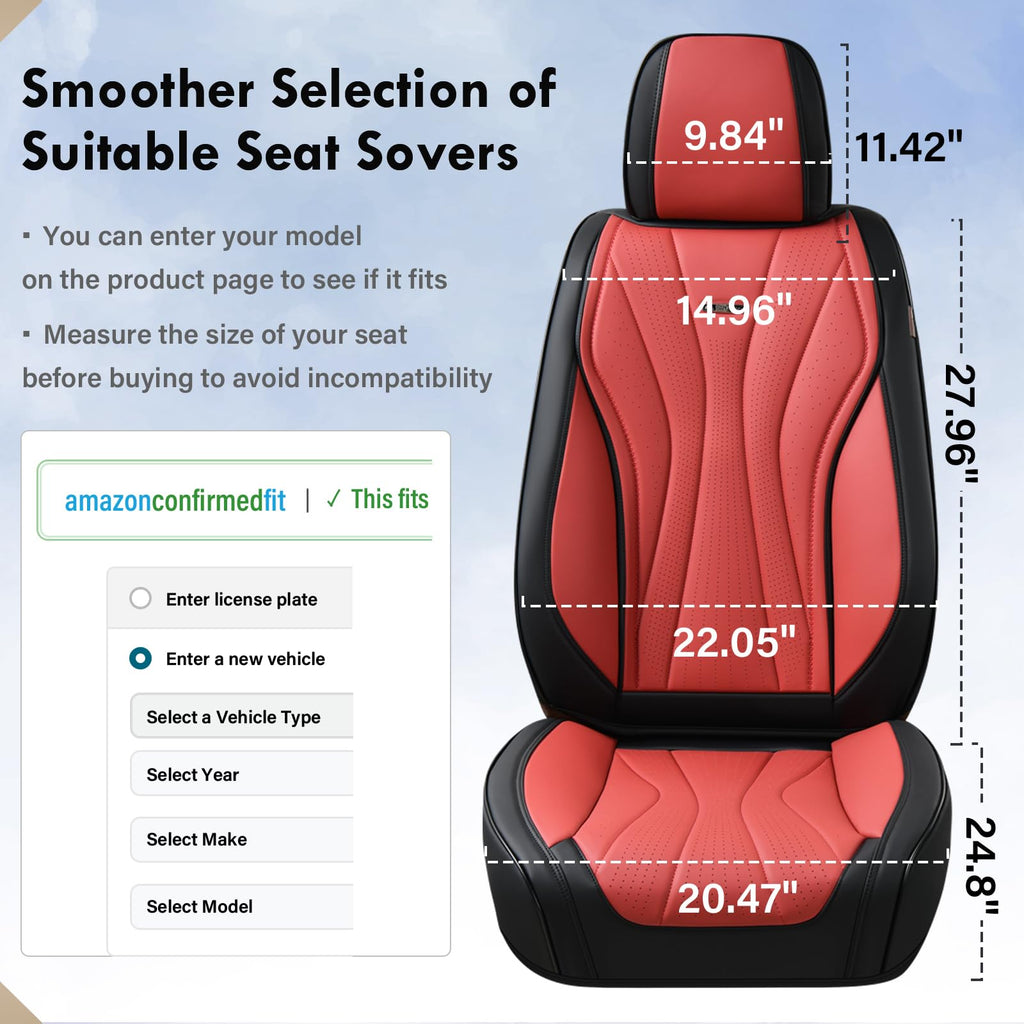 Black Red 2 Pack Leather Car Seat Covers H401