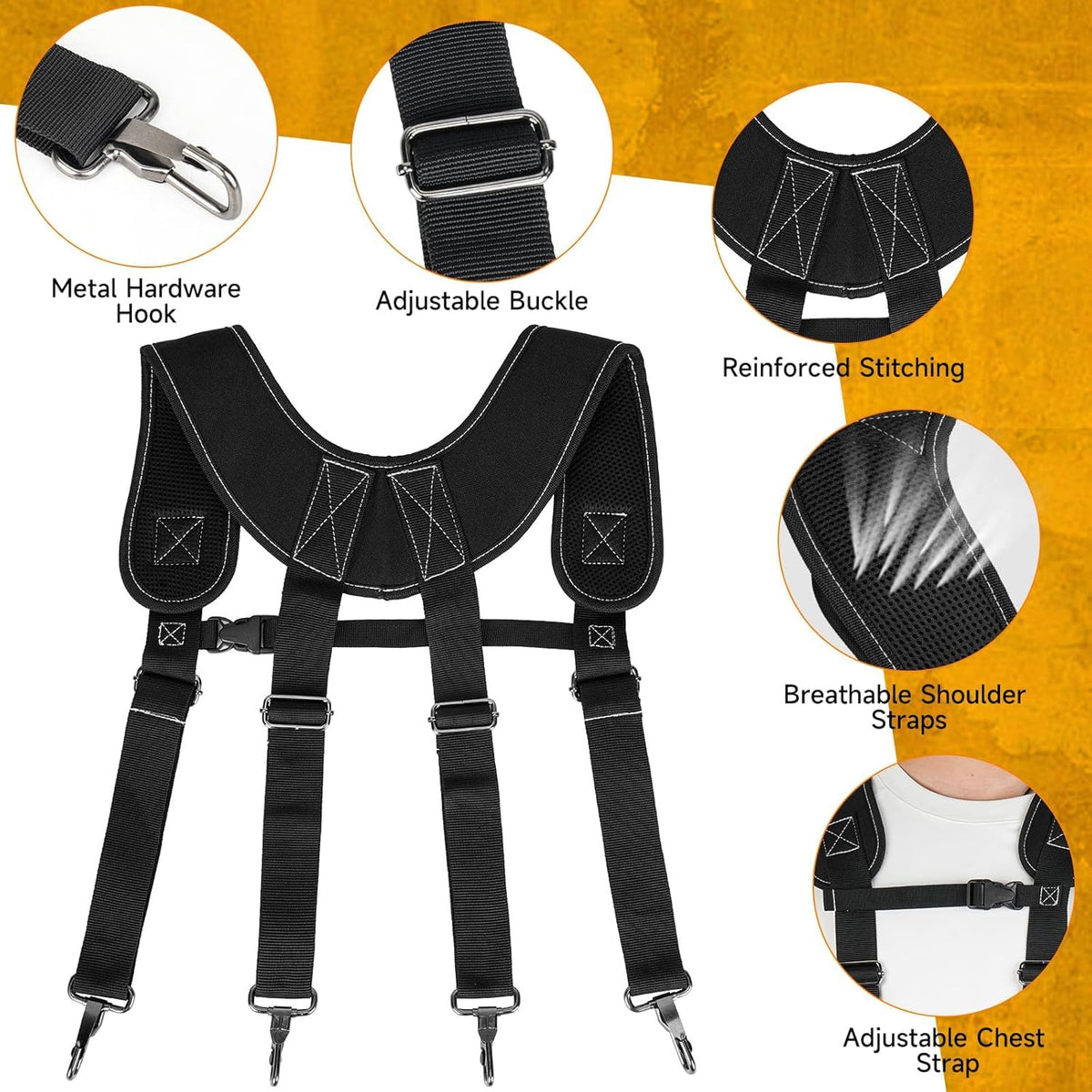 27-Pockets Heavy Duty Tool Belt with Suspenders V9204