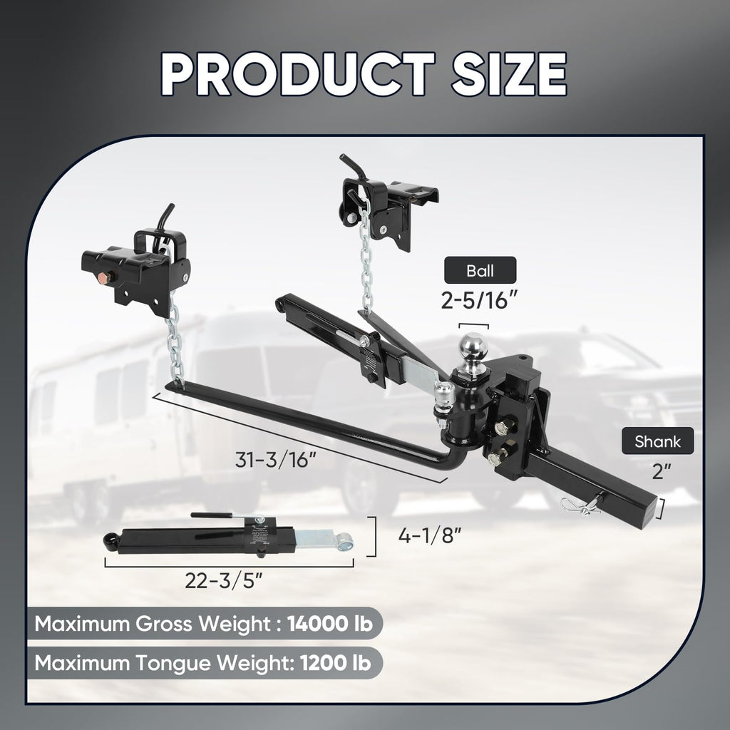 Weight Distribution Hitch with Sway Control 14000lbs 2-in Shank Y8887