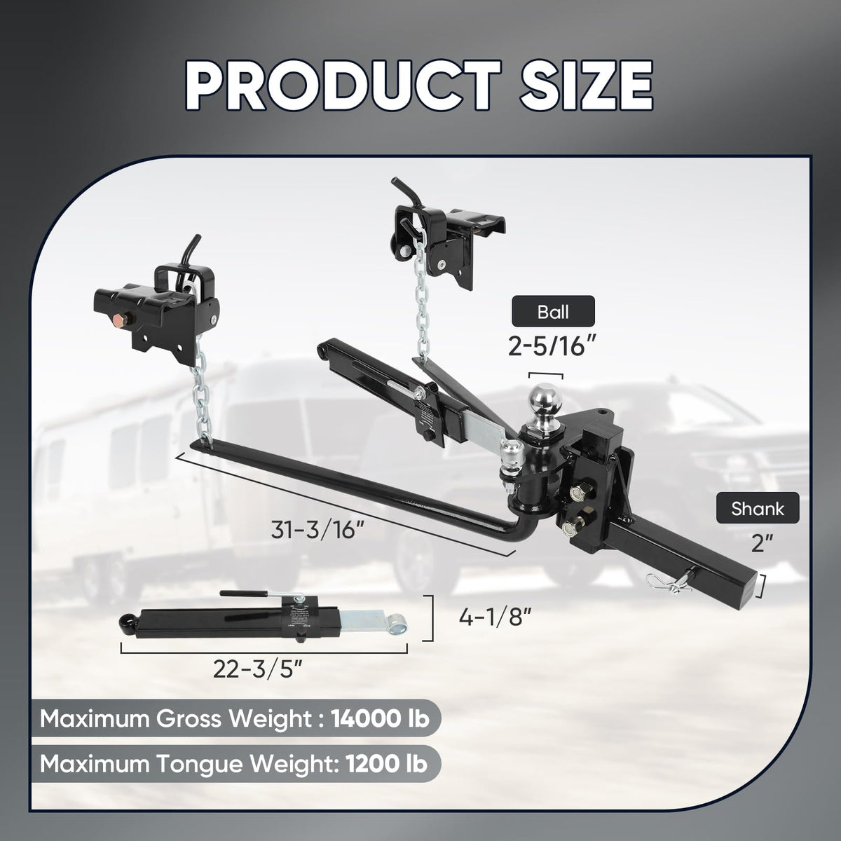 Weight Distribution Hitch with Sway Control 14000lbs 2-in Shank Y8887
