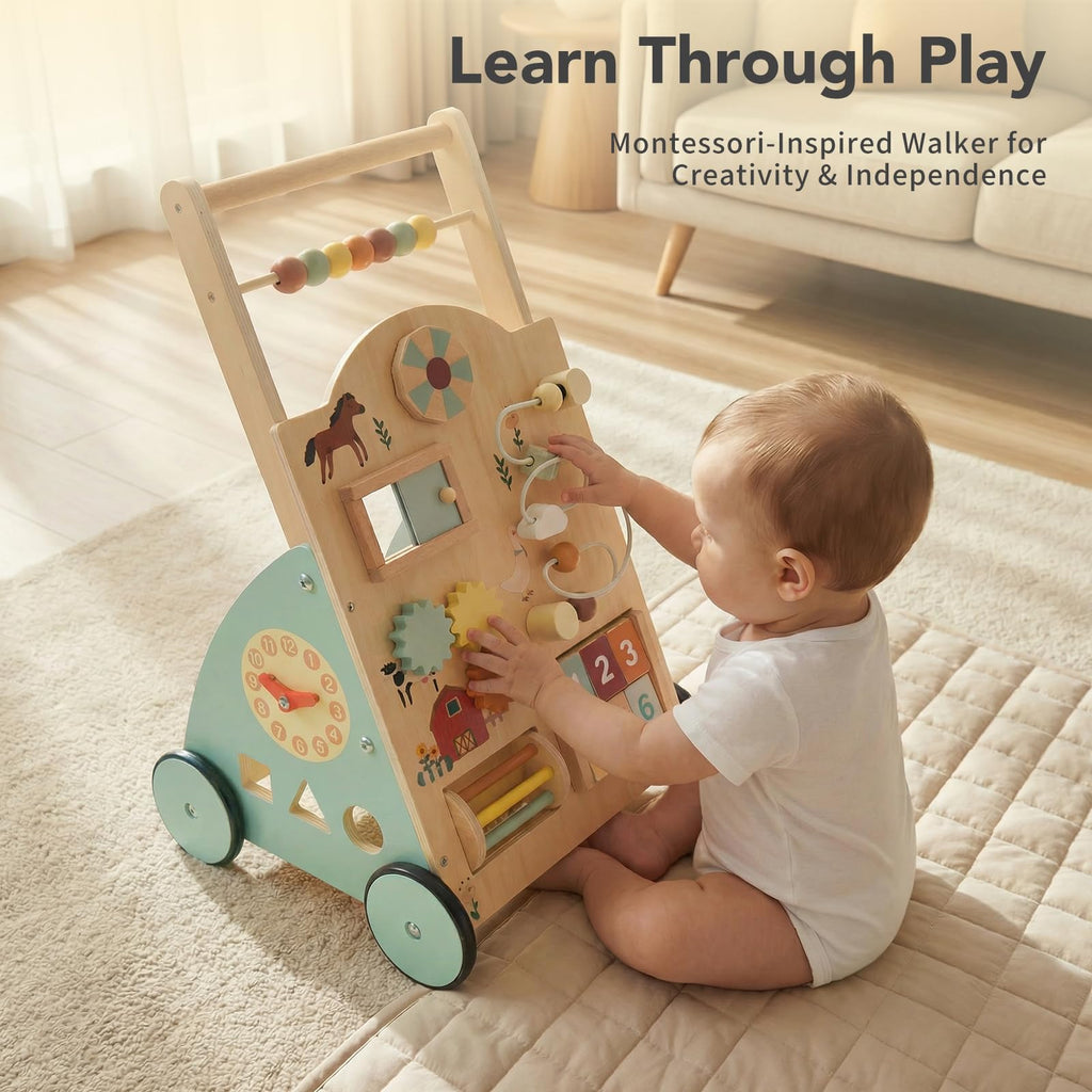 Wooden Baby Walker with Activity Center A242997