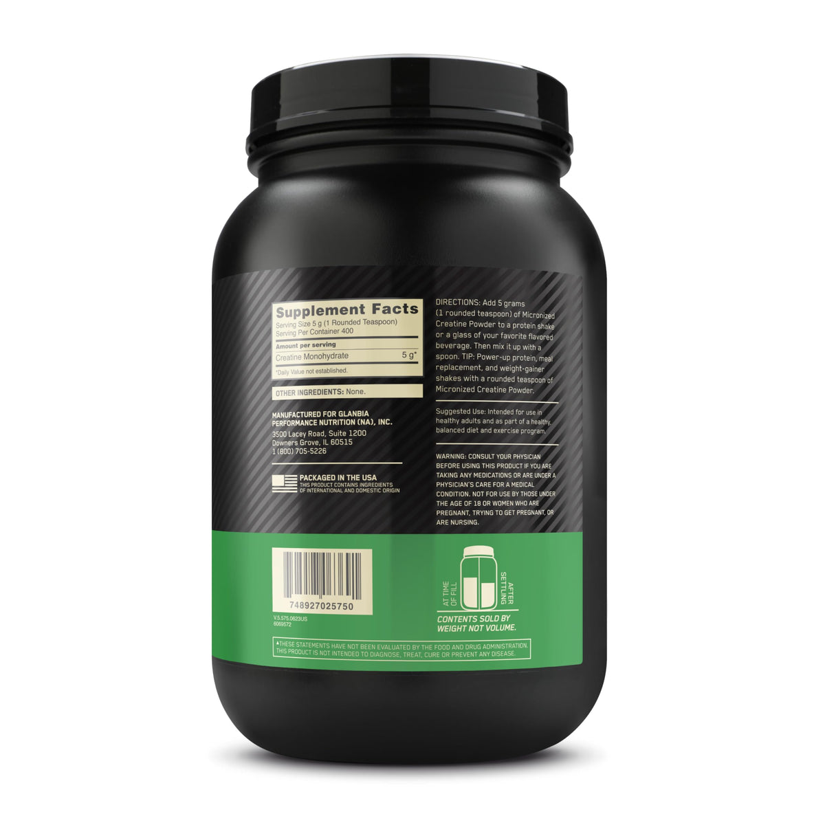 Unflavored Micronized Creatine Monohydrate Powder 400 Servings X244293