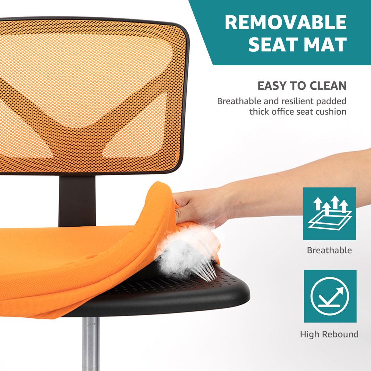 Armless Ergonomic Home Office Chair W7096