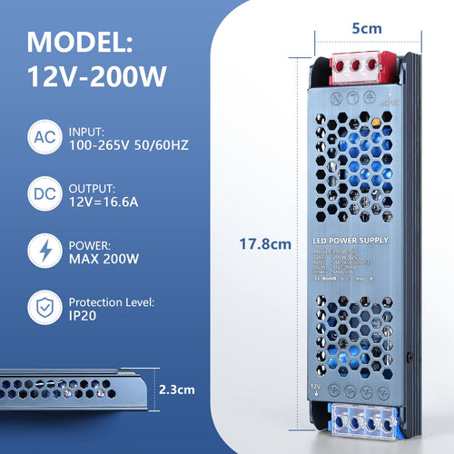 12V 200W Ultra Slim LED Power Supply R51797