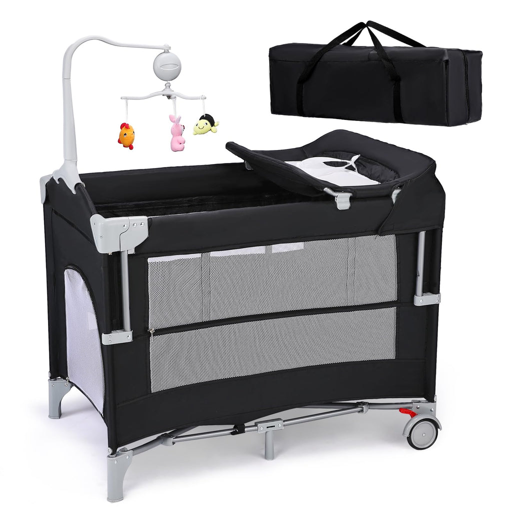 5-in-1 Pack and Play with Bassinet, Changing Table and Portable Crib W585894