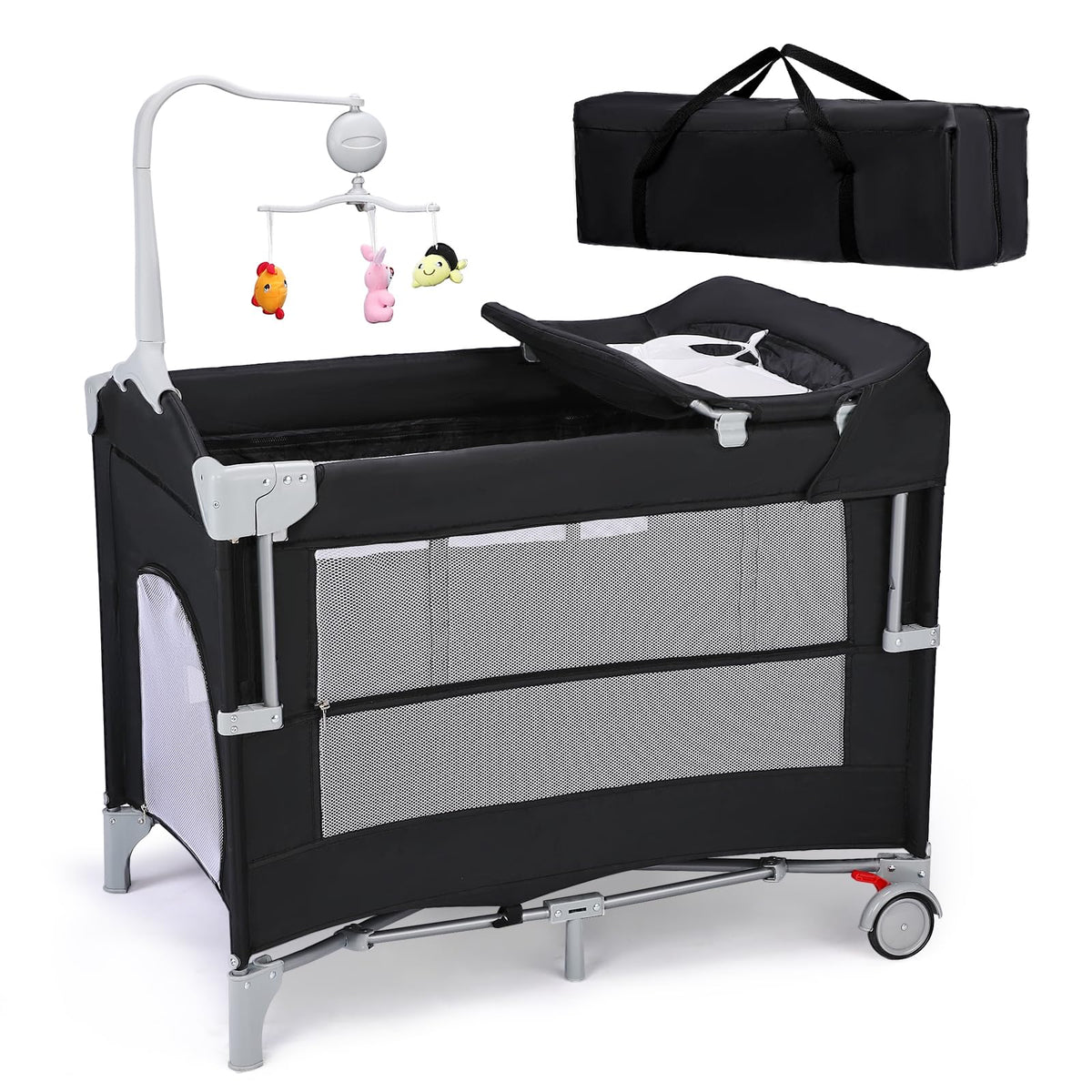 5-in-1 Pack and Play with Bassinet, Changing Table and Portable Crib W585894