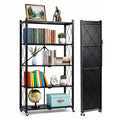 5 Tier Foldable Metal Storage Shelf with Wheels I73737