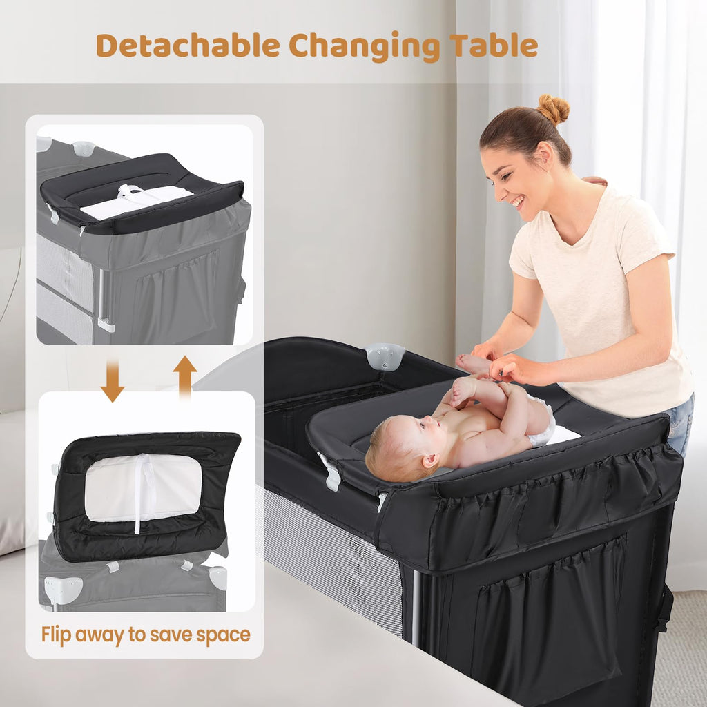 5-in-1 Pack and Play with Bassinet, Changing Table and Portable Crib W585894