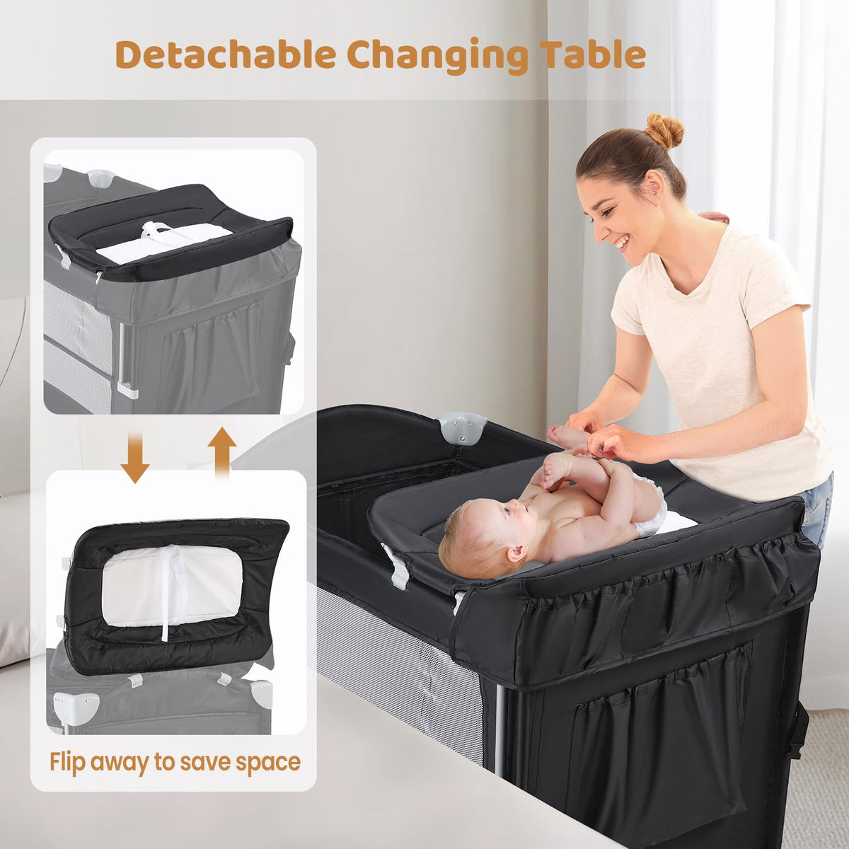 5-in-1 Pack and Play with Bassinet, Changing Table and Portable Crib W585894