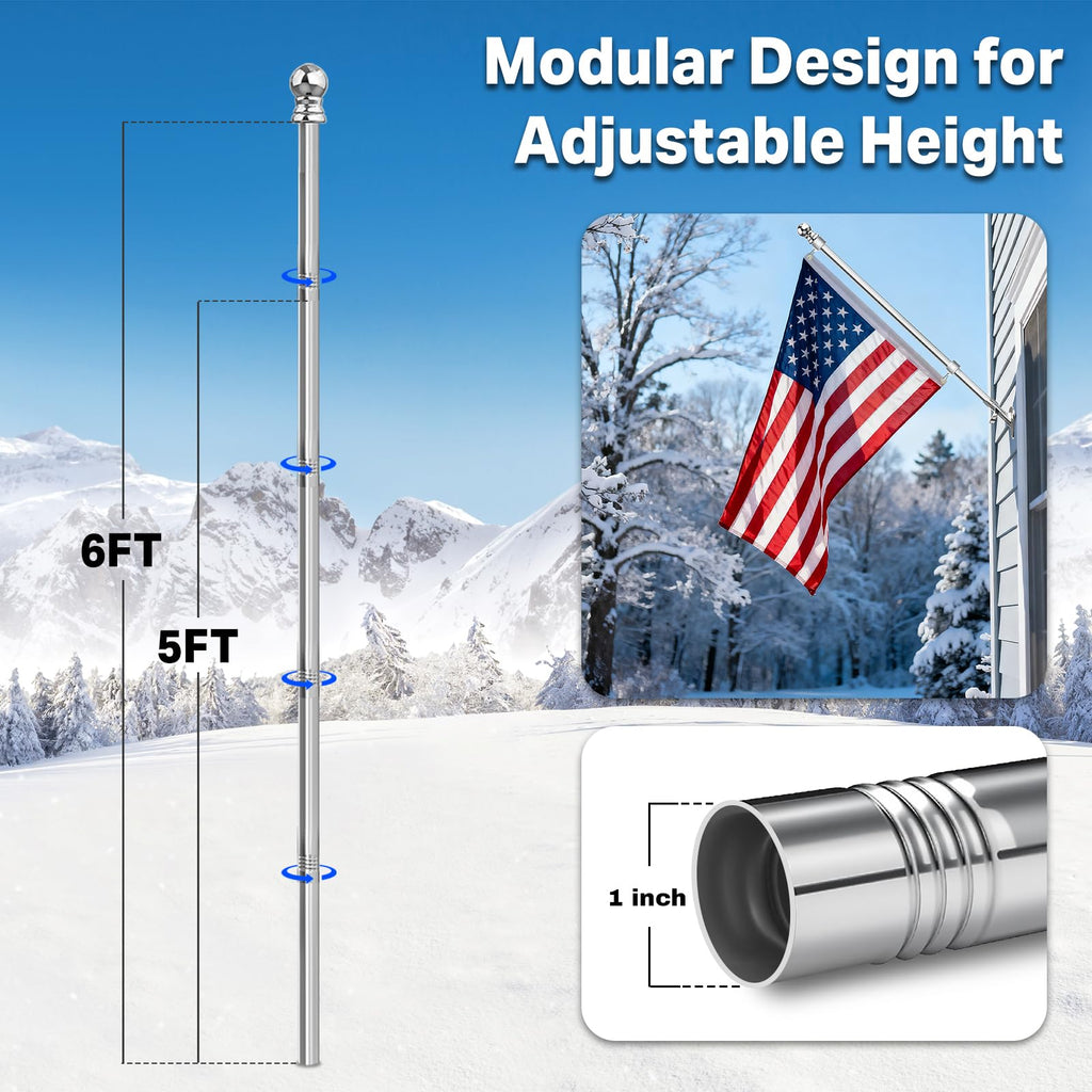 6FT 304 Stainless Steel Flag Pole S478