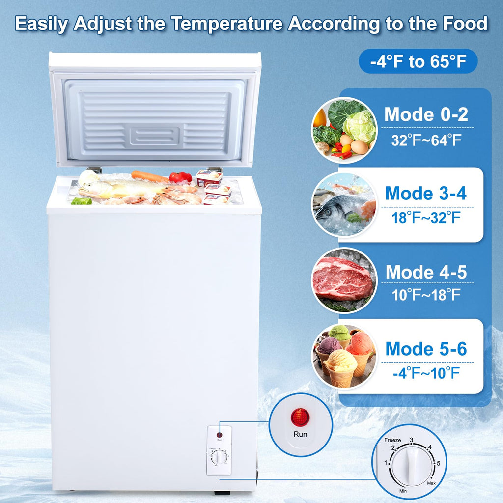 3.5 Cu.Ft White Chest Freezer with Basket P857620