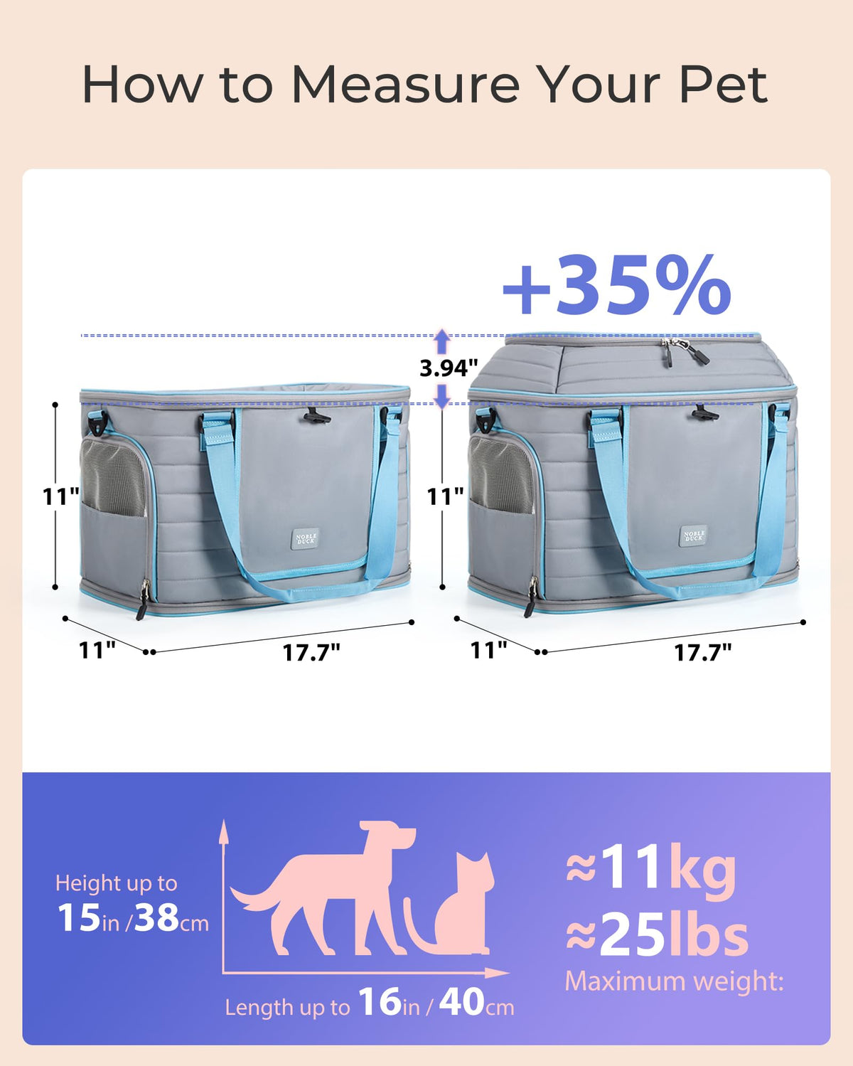 Airline Approved Soft-Sided Pet Carrier for Cats/Dogs Up to 20 Lbs Q773