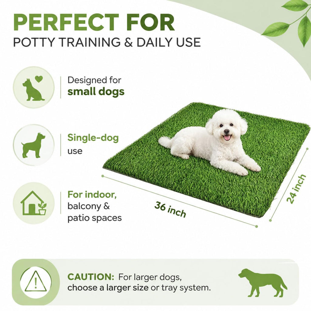 Artificial Grass Dog Potty Pad 24 x 36 in Non-Slip Washable C148300