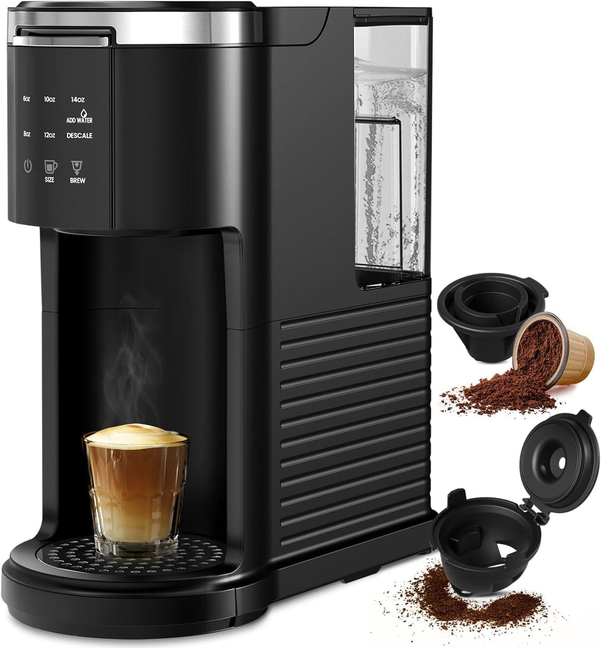 Single Serve Coffee Maker, 2 in 1 for K-Cup & Ground Coffee, Black X6988