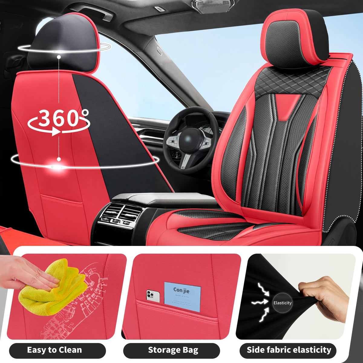 Car Seat Covers Red & Black W891