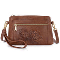 Floral Embossed Vegan Leather Crossbody Bag B354
