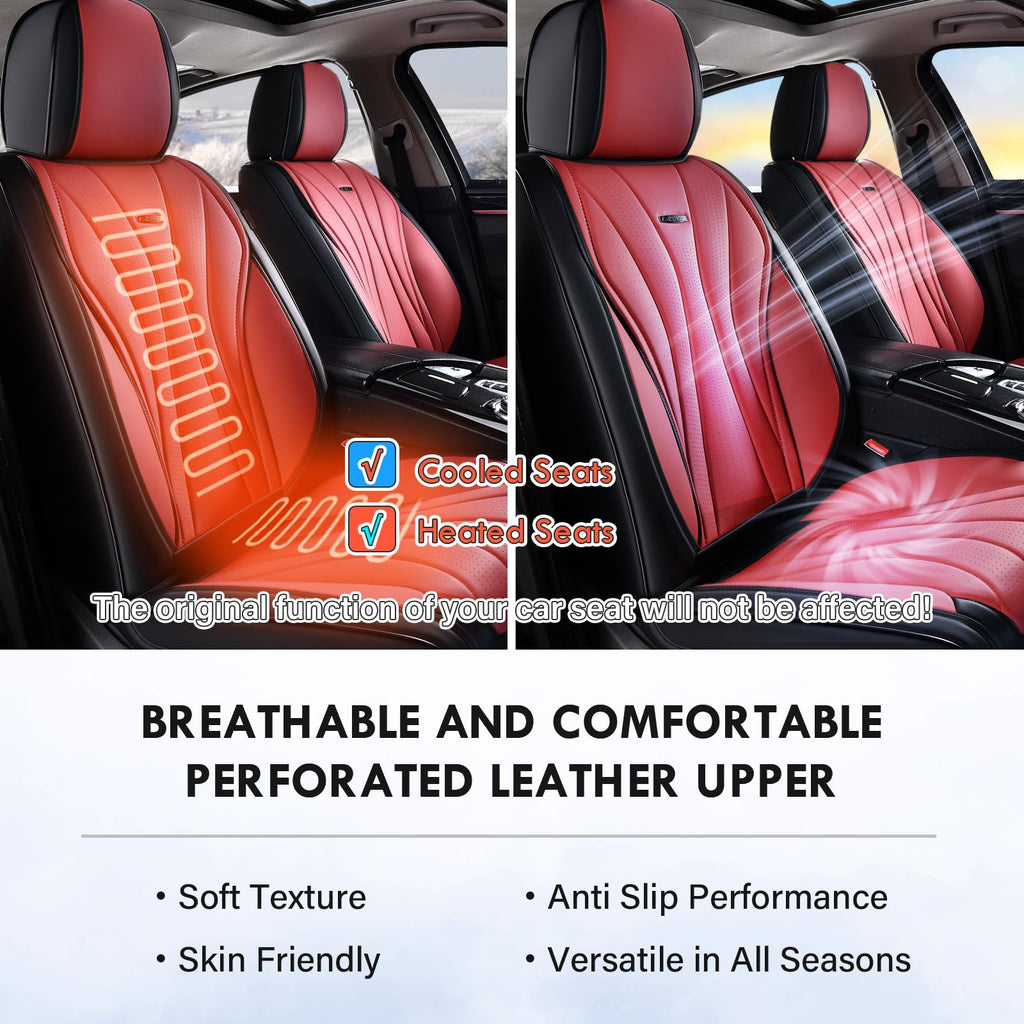 Black Red 2 Pack Leather Car Seat Covers H401