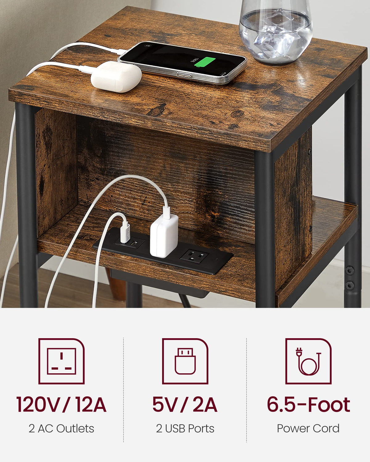 Side Table with Charging Station A800