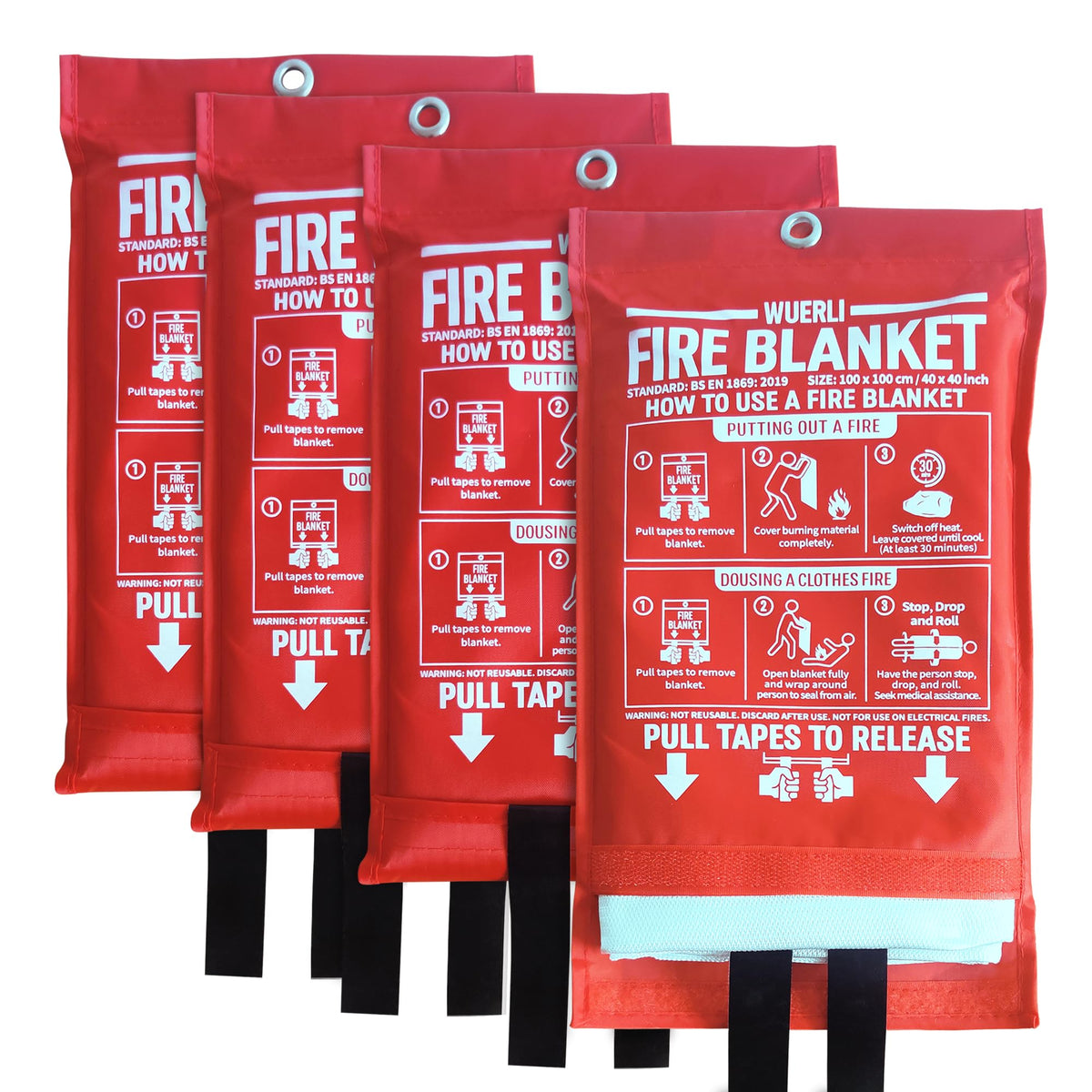 40" x 40" 4 Pack Fire Blanket K408525