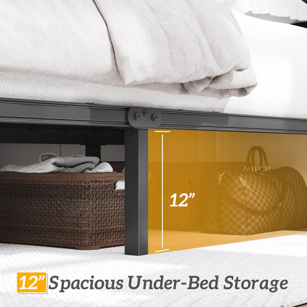 Queen Upholstered Button Tufted Bed Frame with Storage B260