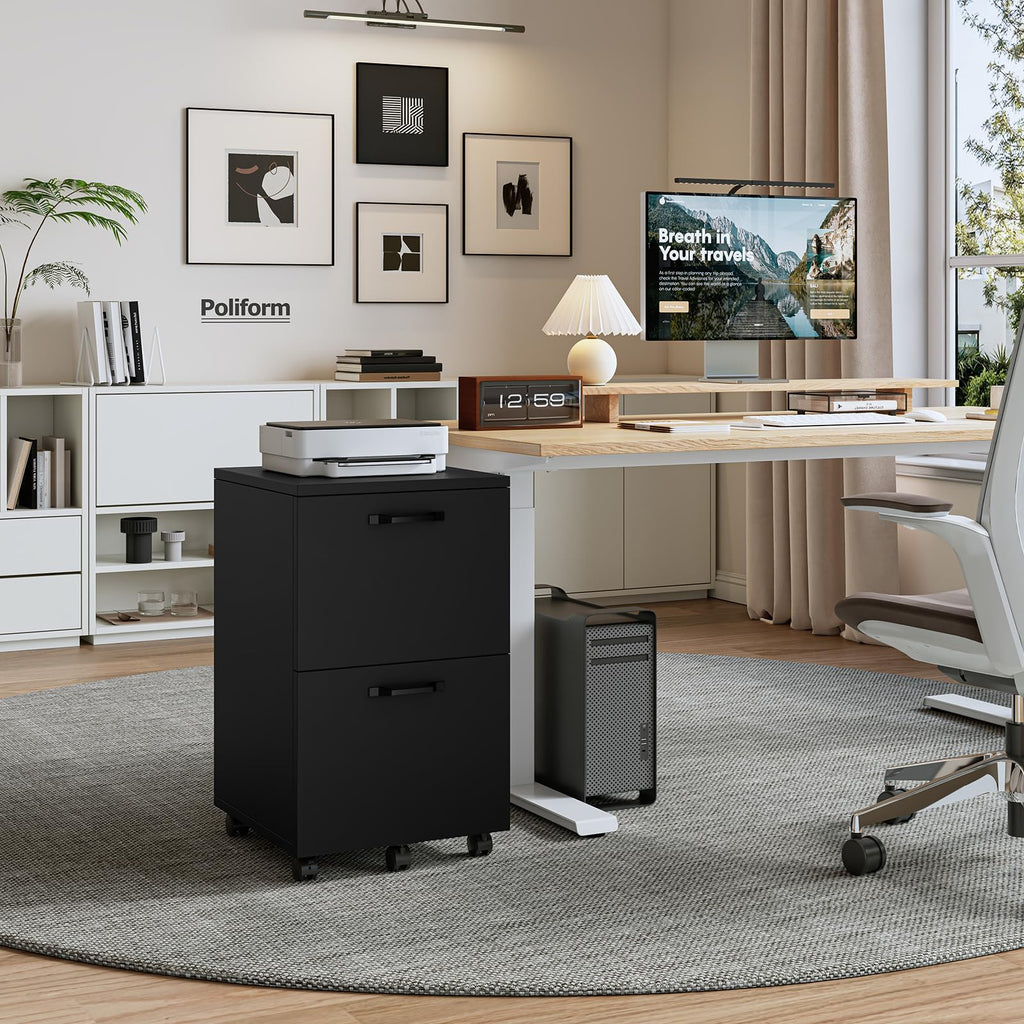 2 Drawer Black Wood File Cabinet H23737