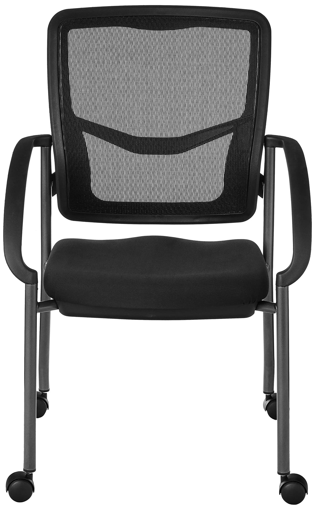 Stackable Visitor's Chair with Breathable Back and Rolling Casters C47209