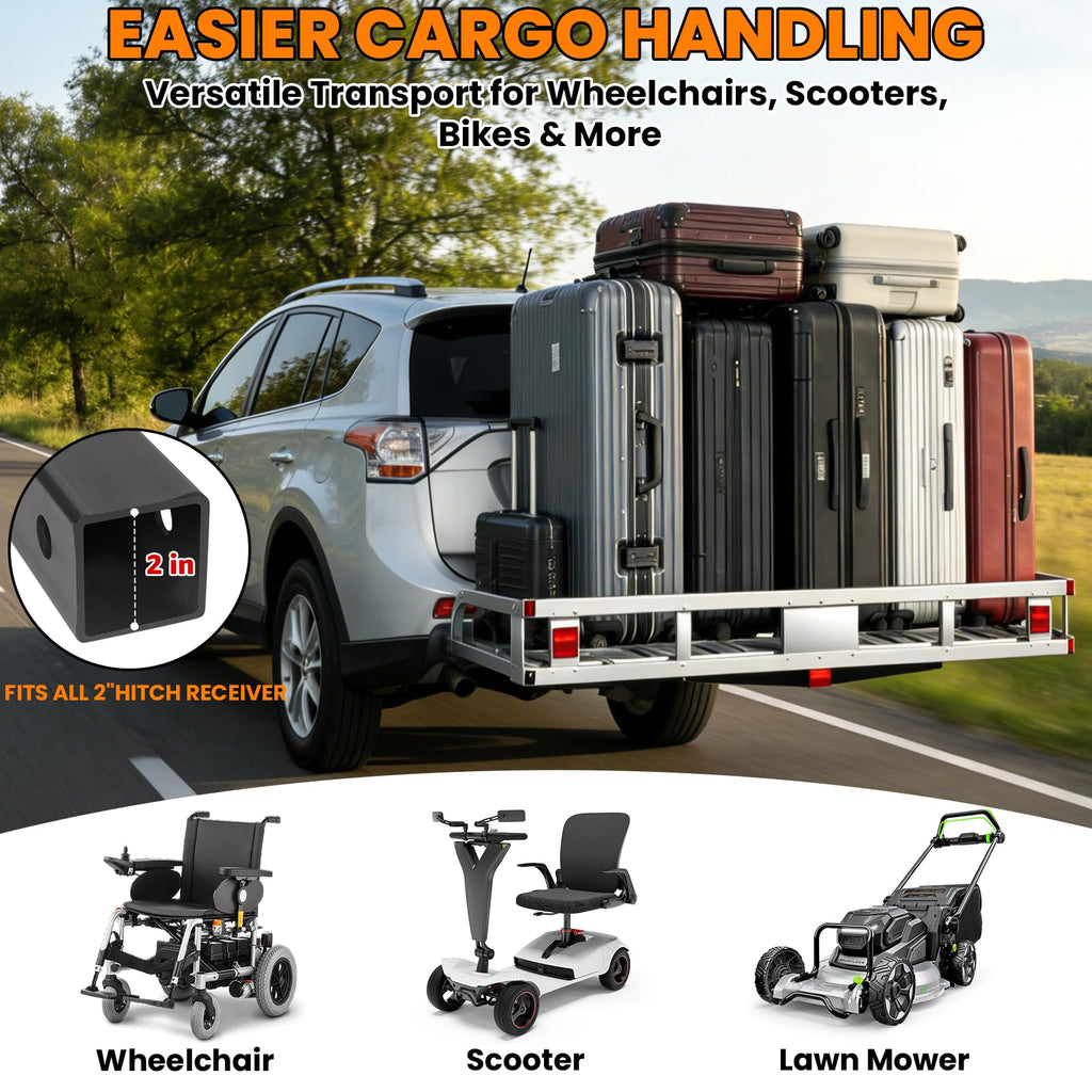 500LBS Aluminum Alloy Folding Hitch Cargo Carrier with Ramp B85413