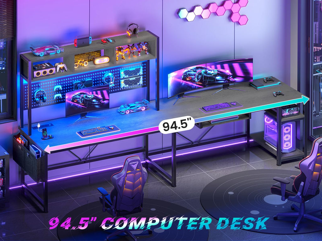 L Shaped Office Desk with Hutch T815076