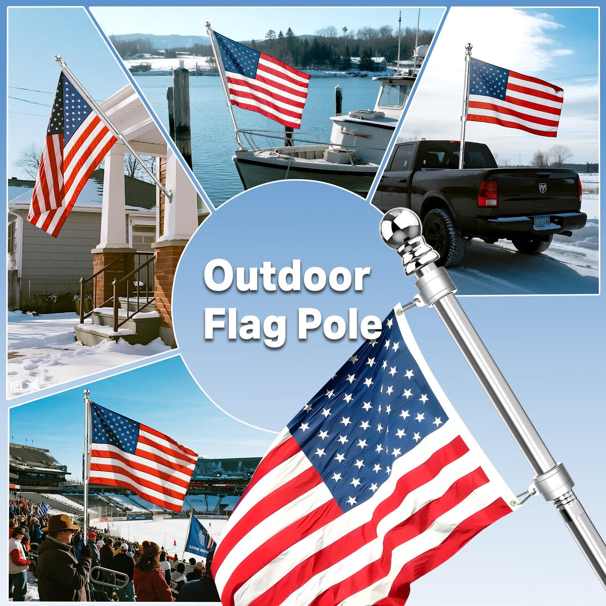 6FT 304 Stainless Steel Flag Pole S478
