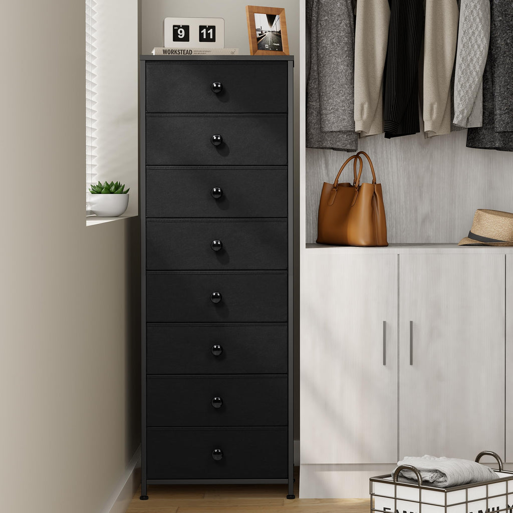Black 8 Drawer Fabric Dresser M14078