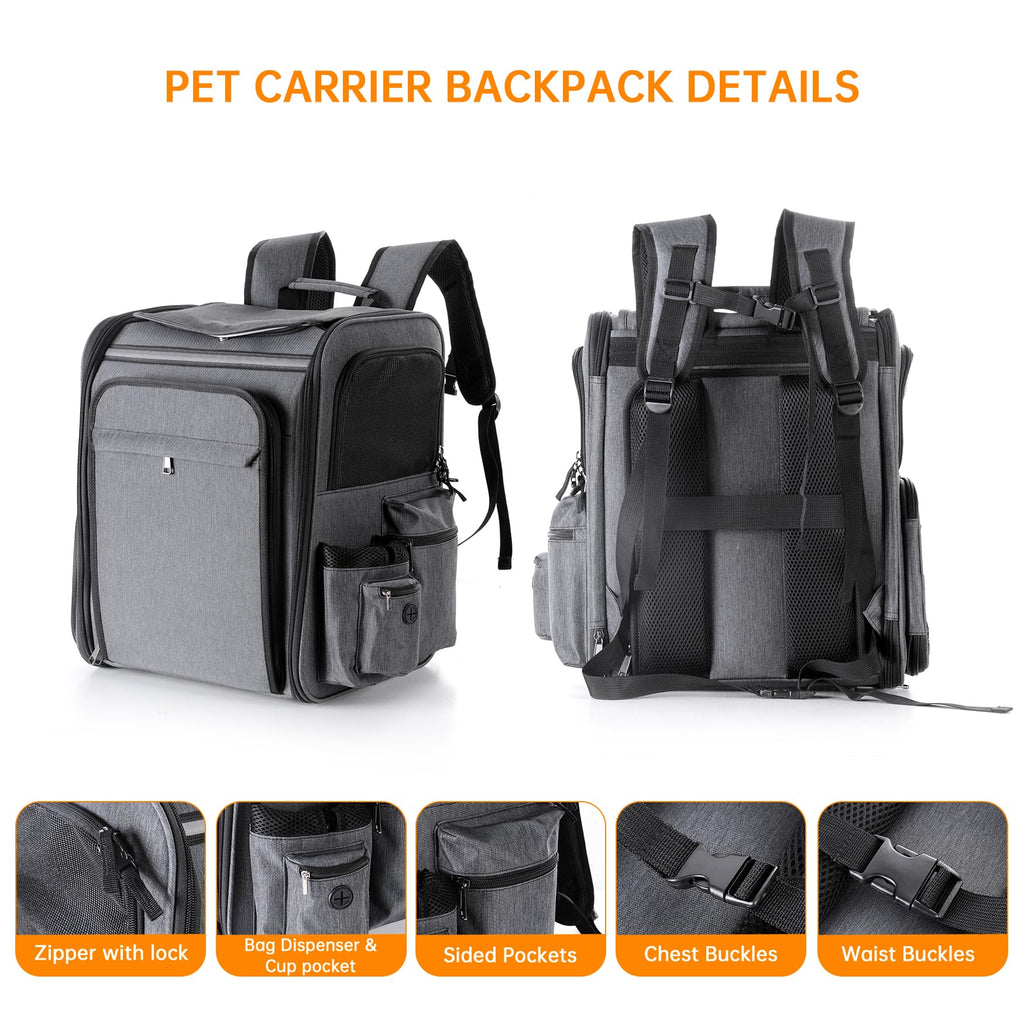 Double Side Expandable Cat Backpack Carrier with Breathable Mesh L68233