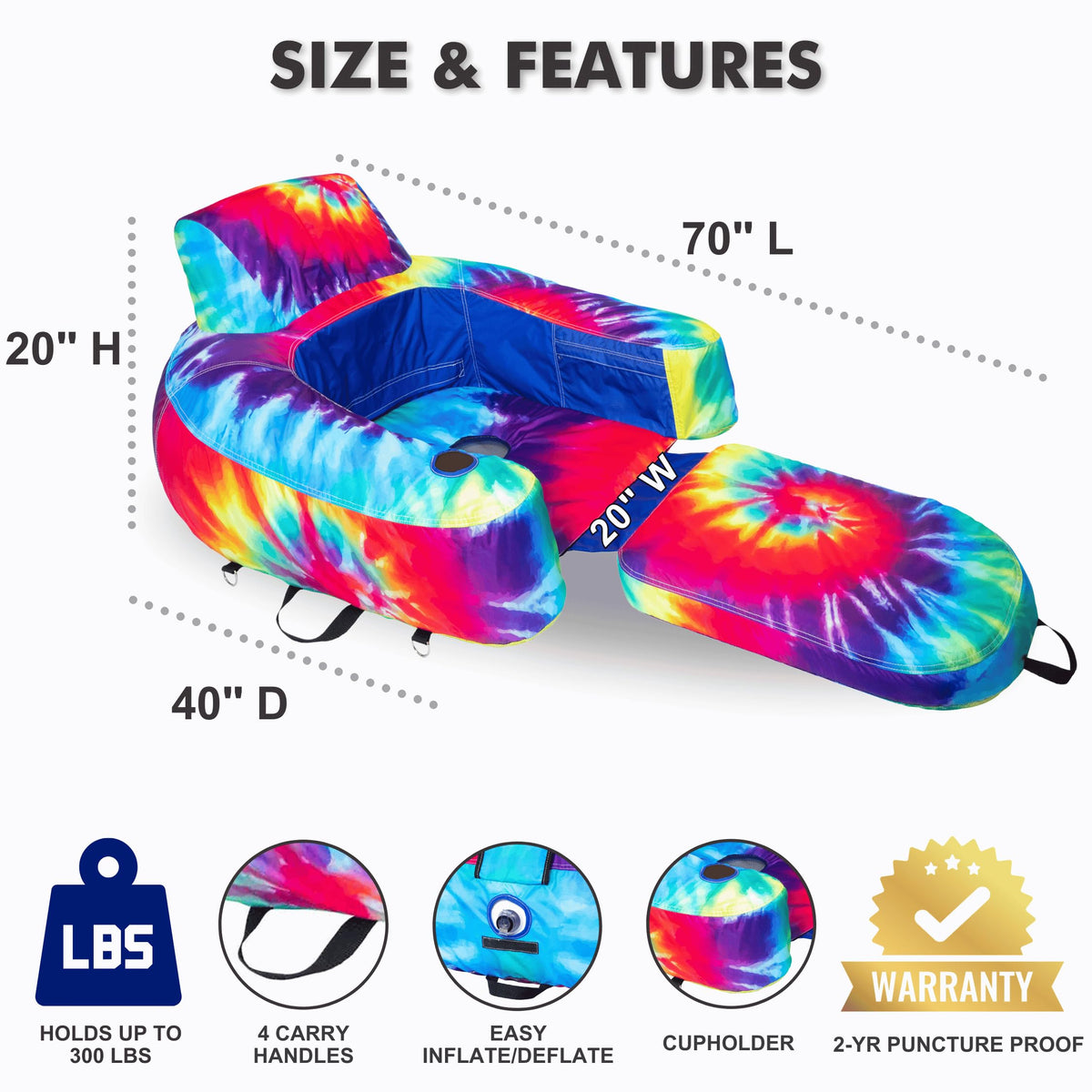 Inflatable Pool Lounger Floating Lounge Chair R7982